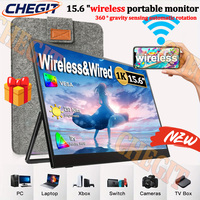 NEW 15.6“ Wireless -WiredDisplay Portable Monitor Support Mirroring for Phone, Miracast for Laptops, For XBox PS4 / 5 Switch