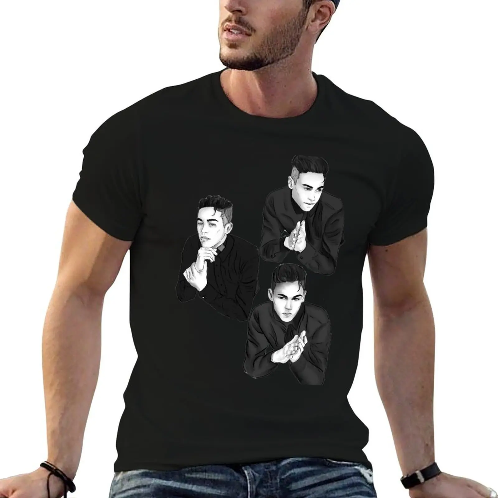 

Hero-Black And White T-Shirt anime tshirt cotton t shirts high quality T-Shirt
