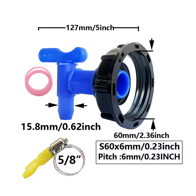 3/4" IBC Tank Tap Adapter Coarse Thread S60 to 5/8" Hose Connector Valves Fittings Garden Water Tanks Faucet Replacement - Image 10