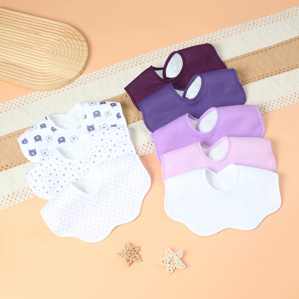 

Супервпитывающие детские нагрудники с регулируемой застежкой, 8 шт., для новорожденных девочек, мягкие и нежные, серия Purple, с рюшами
