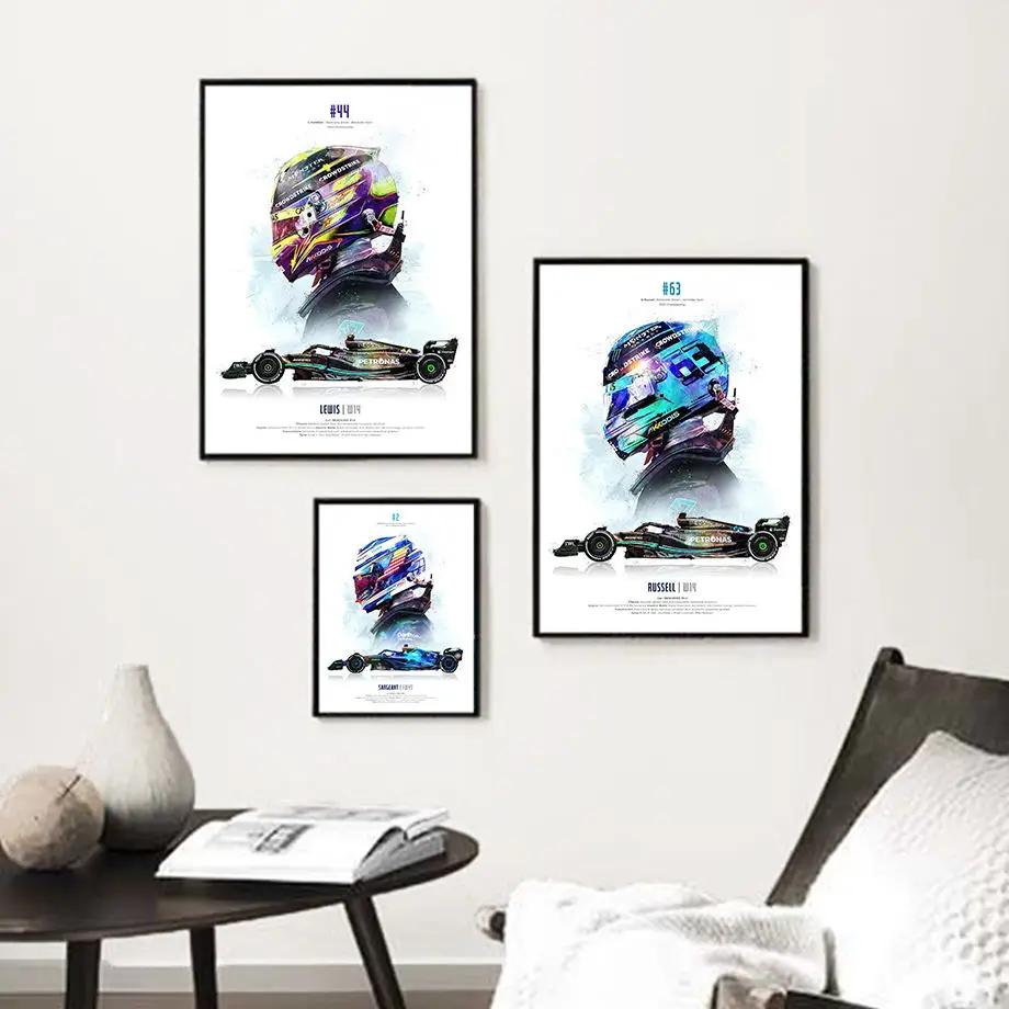 2023 Season FI Formula 1 Racing Helmet Movement Pop Watercolor Wall Art Canvas Painting Nordic Poster Living Room Decor