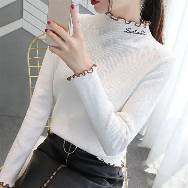 Autumn Winter Turtleneck Knitted Women Sweater Ribbed Pullovers Autumn Winter Basic Women Sweaters Fit Soft Warm Tops