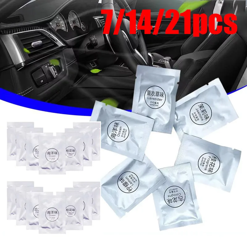 7/14/21pcs Car Air Outlet Aromatherapy Tablets Air Outlet Supplement Tablets Small Fan Pe Solid Fragrance Tablets Perfume Pads