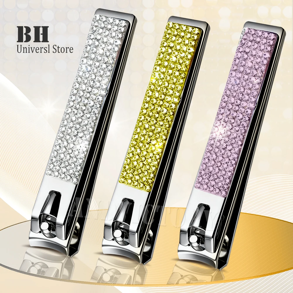 1 Uds cortaúñas con mango de diamantes de imitación ostentosos, cortaúñas de acero al carbono para uñas de los pies, herramientas de manicura