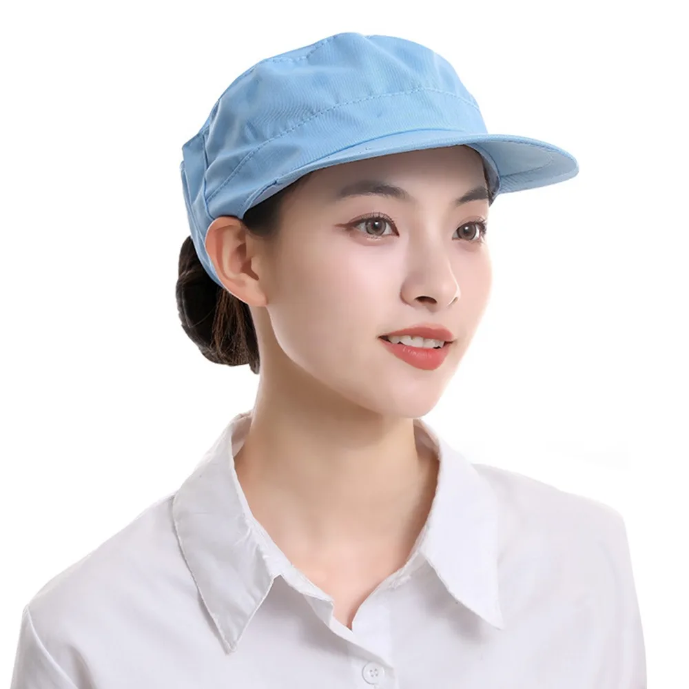 

New Adjustable Dust Proof Cap Lightweight Breathable Work Cap Solid Color Work Hat Food Service Cook