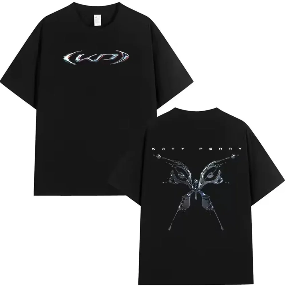 Katy Perry World Tour Álbum Camiseta Homme Novo em Top Tee Homens Mulheres Roupas de manga curta Em Torno Do Pescoço Impressão Pulôver Camiseta