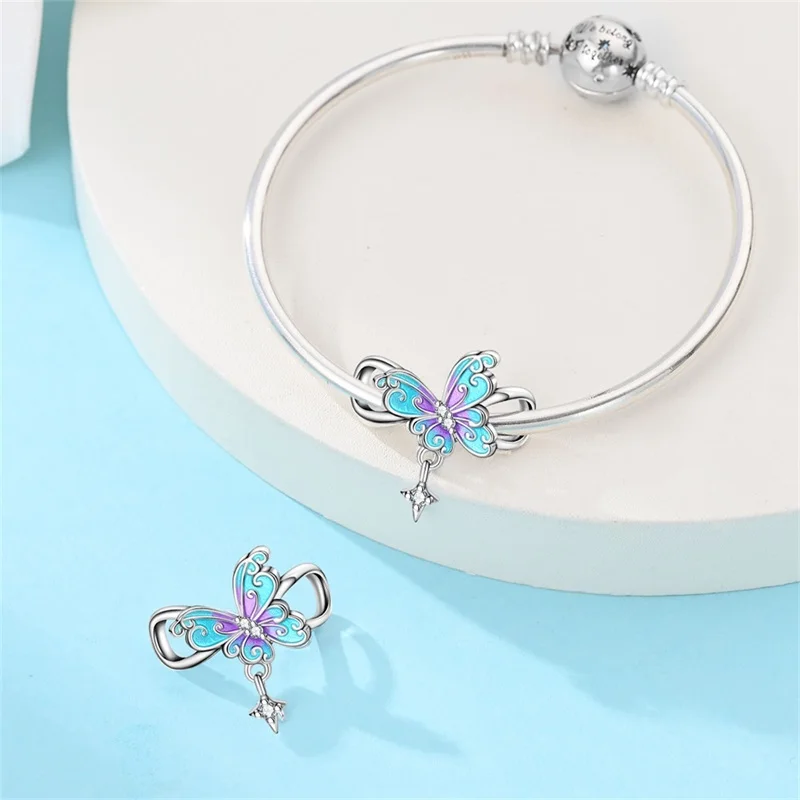 Stylish 925 Sterling Silver Colorful Butterfly Dream Infinity Charms Bead Fit Original Bracelet DIY Women Wedding Jewelry Gift