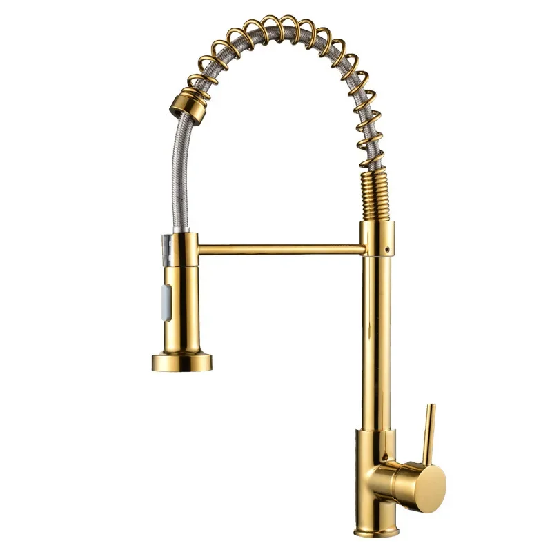 

Golden Spring Pull-out Kitchen Hot and Cold Multifunctional Sink Faucet