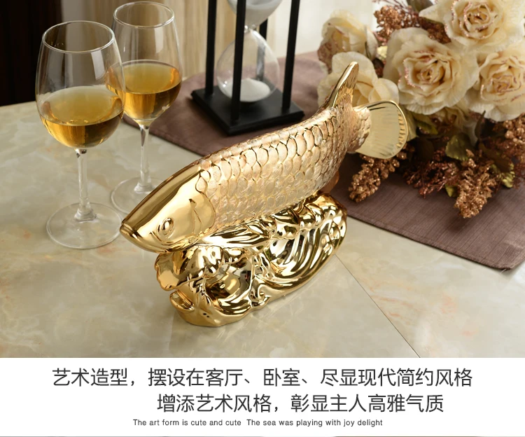 34CM large HOME OFFICE Company SHOP ROOM TOP COOL Efficacious Talisman Recruit money Arowana Golden Fish FENG SHUI lucky statue