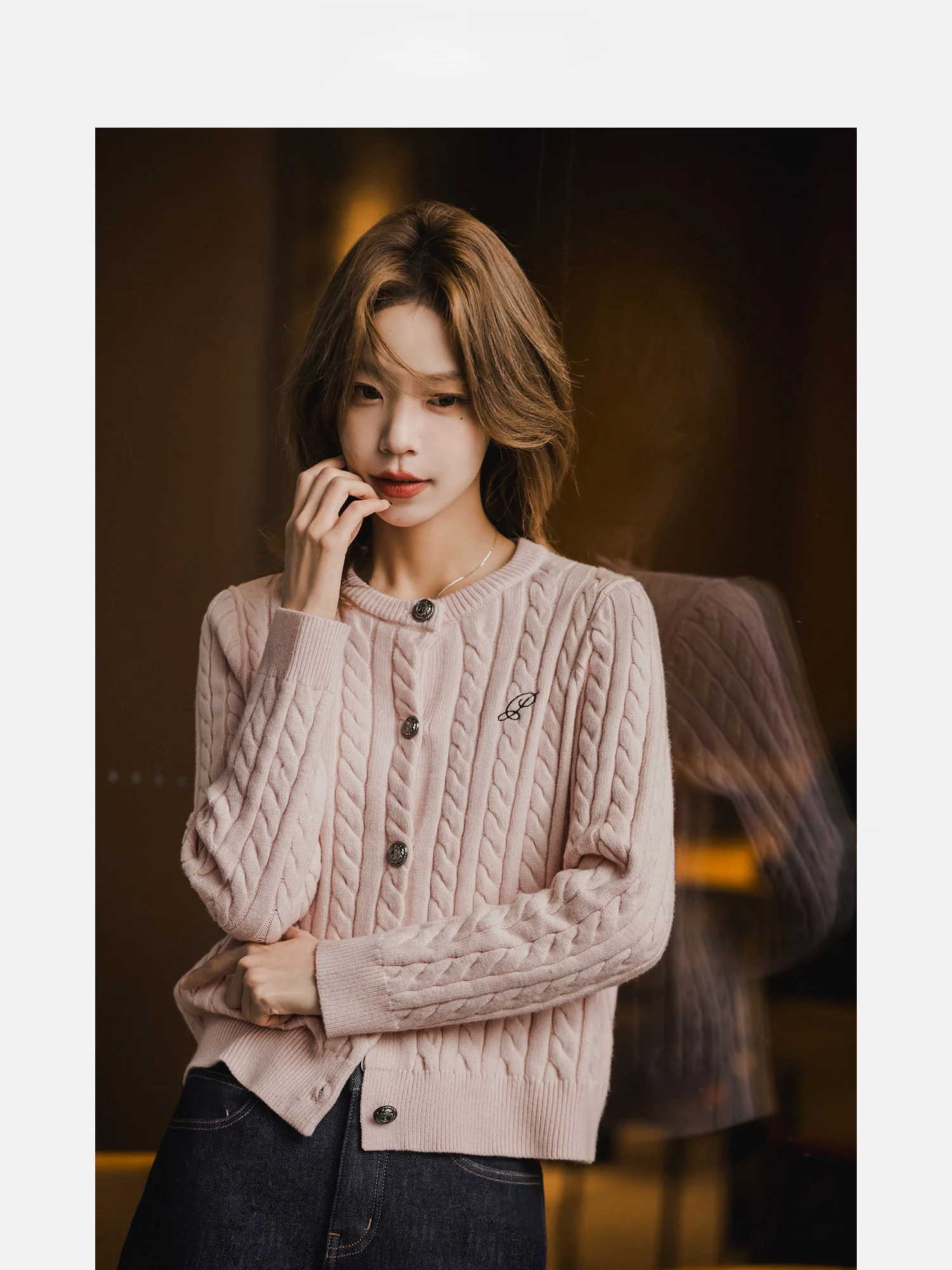 

Женский вязаный свитер Ele с вышивкой, плотный, для свиданий, универсальный, мягкий, прямого кроя, с длинными рукавами и круглым вырезом