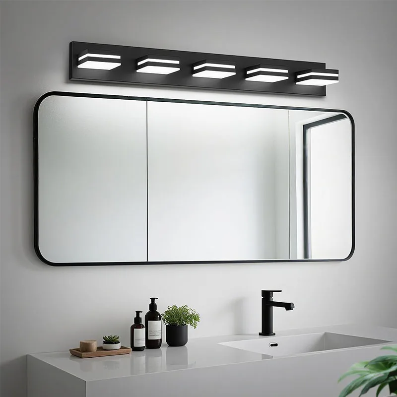 4 Light LED Bathroom Wall Light 350 Rotatable Vanity Table Lamp With 3 Color Temperatures Wall Mounted Square Lampshade