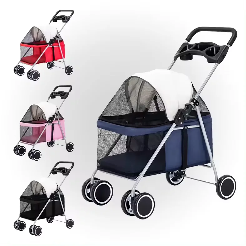 

Hot Selling Small Animals Carrier Pet Stroller Travel 4 Wheels Pet Strollers for Large Dogs