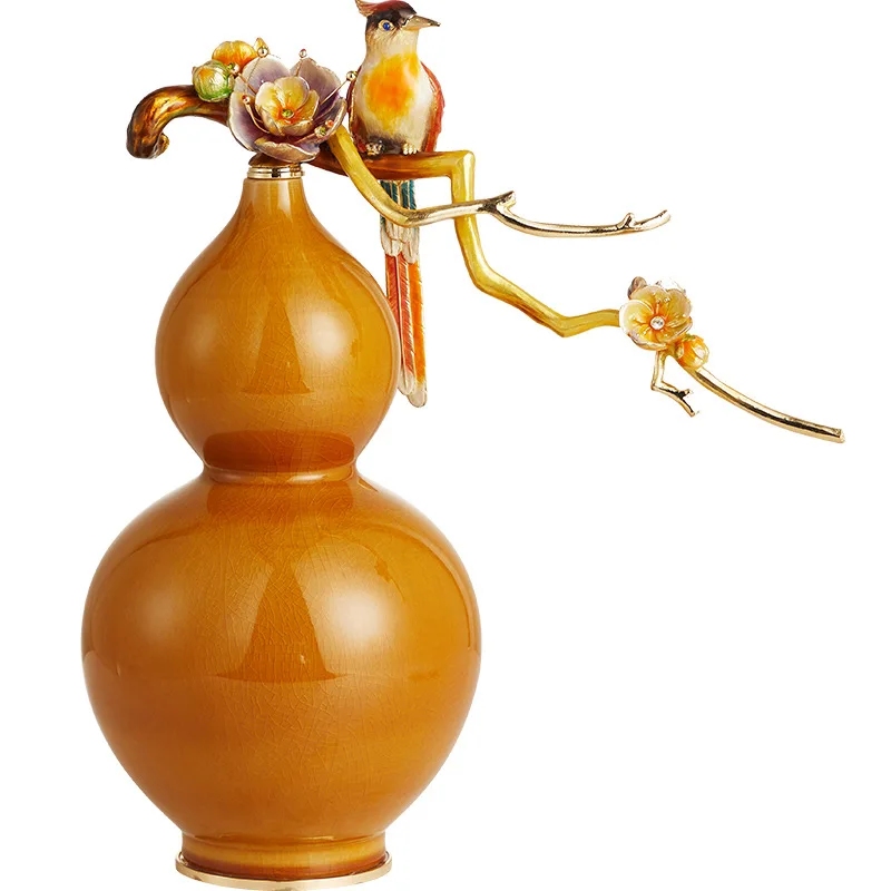 

New Chinese ceramic gourd ornaments, light luxury living room entrance museum shelves, TV cabinets, decorative furnishings