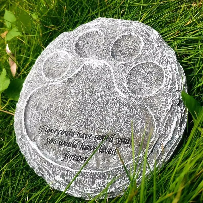 Pet Memorial Garden Stones Paw Print Dog Tombstone Resin Exquisite Pet Memorial Stones  Pets Dog Cat Cemetery Decoration Or Urn