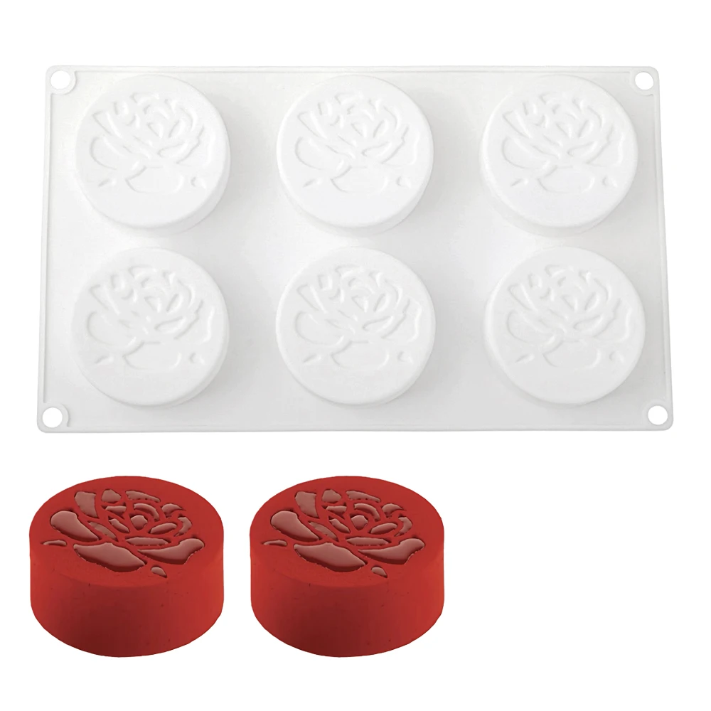 Rose Texture Cylindrical Mousse Cake Mold Valentine's Day Rose Bud Design Silicone Chocolate Mold Kitchen Dessert Baking Tools