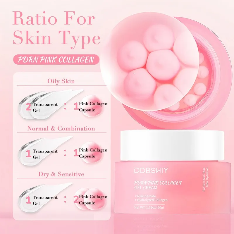 PDRN Pink Collagen Gel Cream  Fade Fine Lines Facial Moisturizing brightning Anti Aging Firming Skin Care