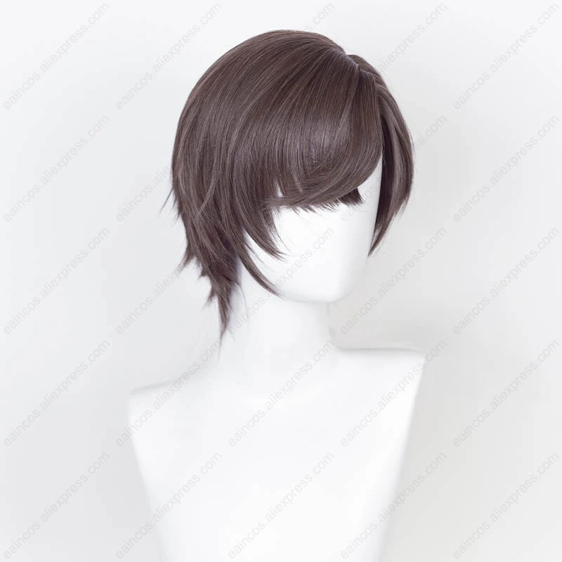 Parrucca Cosplay con ala Artem 32cm parrucche sintetiche resistenti al calore per capelli corti marrone misto rosa grigio