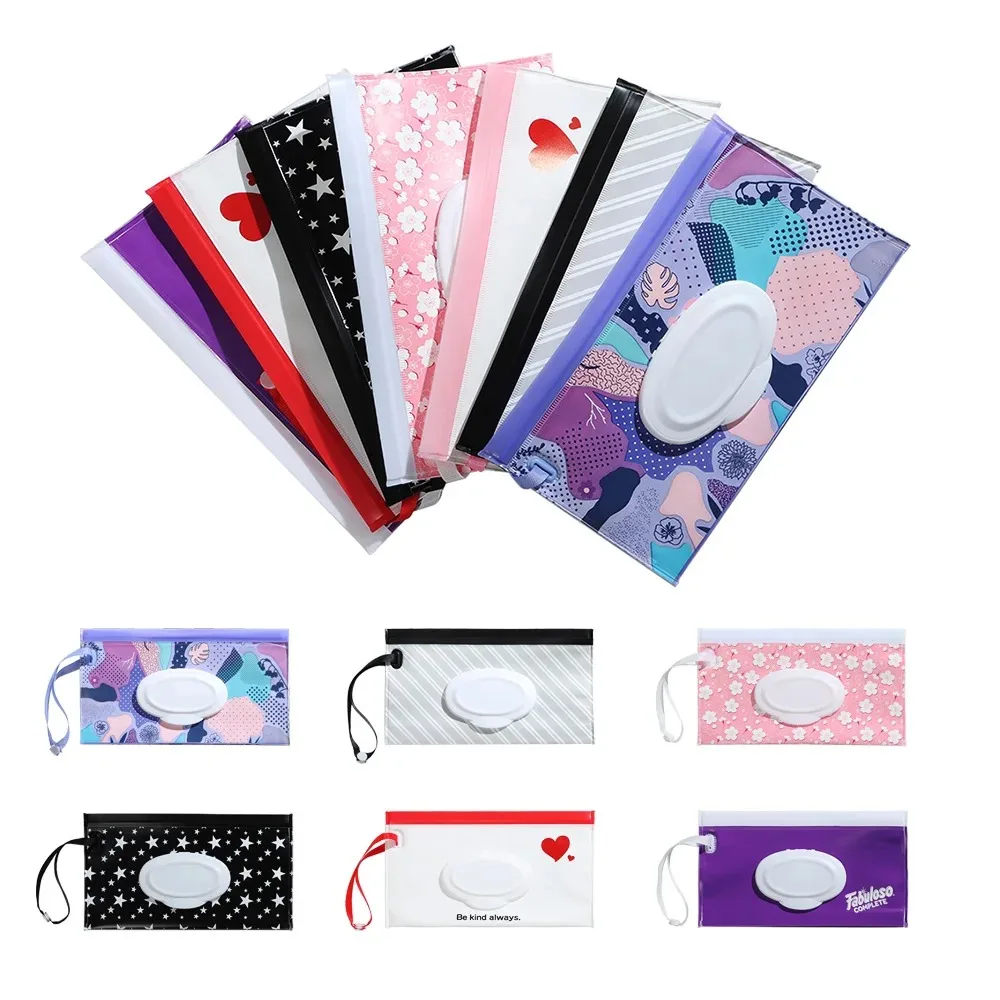 1PC Baby Wet Wipes Carrying Case Clutch Fashionable Stroller Cosmetic Pouch with Easy-Carry Snap-Strap for Cleanliness on the Go