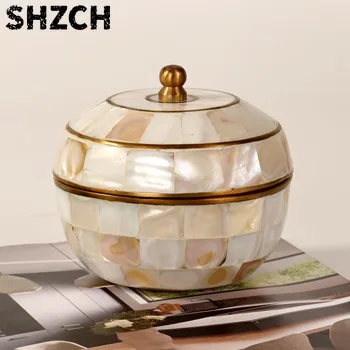 Indian style shell brass jewelry, jewelry storage box, sales office, model room, desktop ornament.
