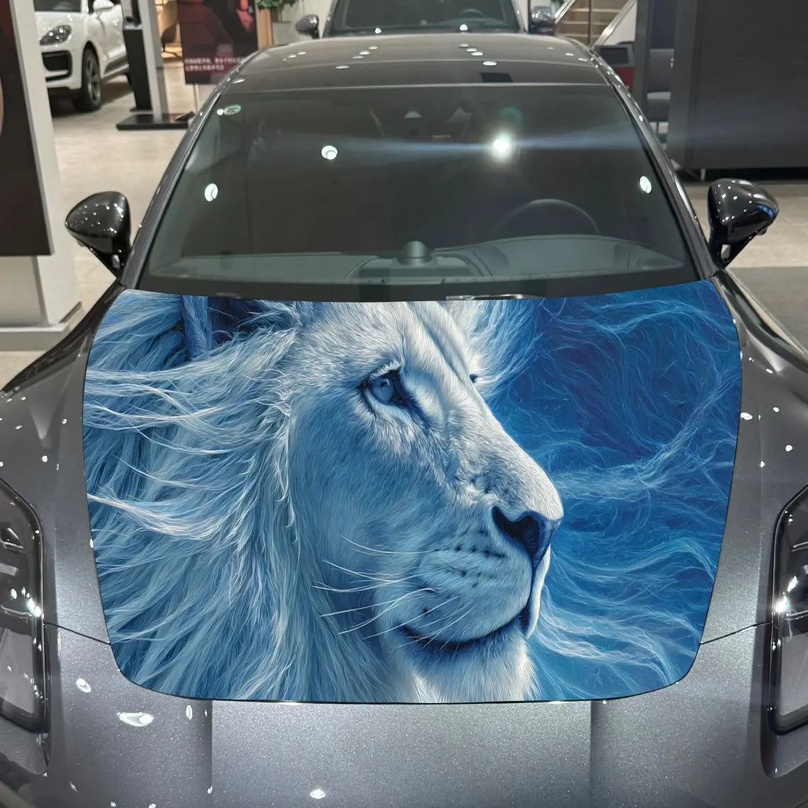 

Aqua Lion Windy Dominance Adventure PVC Car Hood Wraps, Self-Adhesive Waterproof Car Bonnet Decal Sticker, Car Decoration Protec
