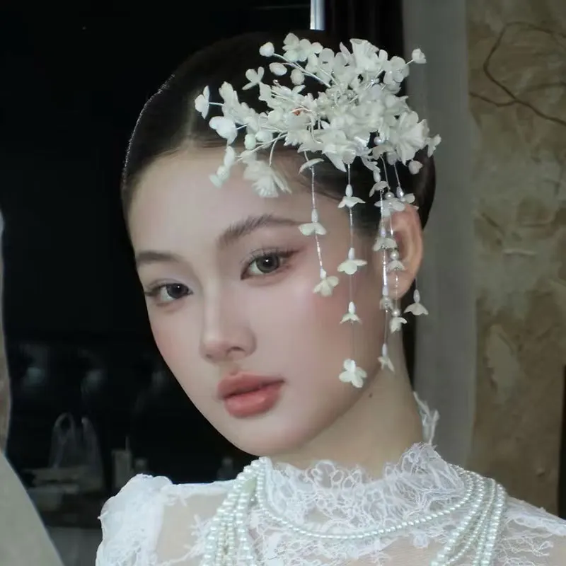 

1PC Handmade Floral Bridal Hair Accessory - Super Elegant Korean-Style Bridesmaid Hair Flower, Wedding Dress Accessory, Fairy-li