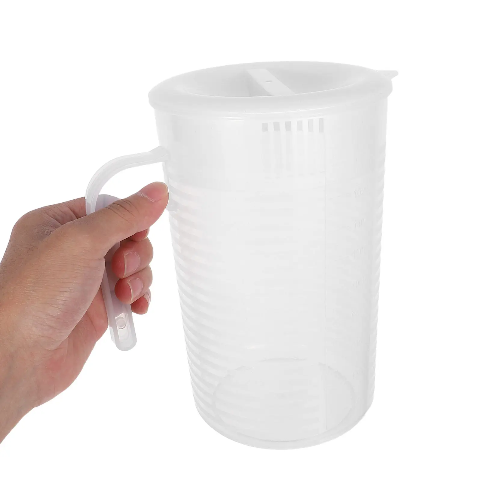 2Pcs Juice Pitcher Clear Plastic Large Capacity Sealed Lid Easy Grip Handle Fridge Container for Iced Tea Lemonade Milk Outdoor