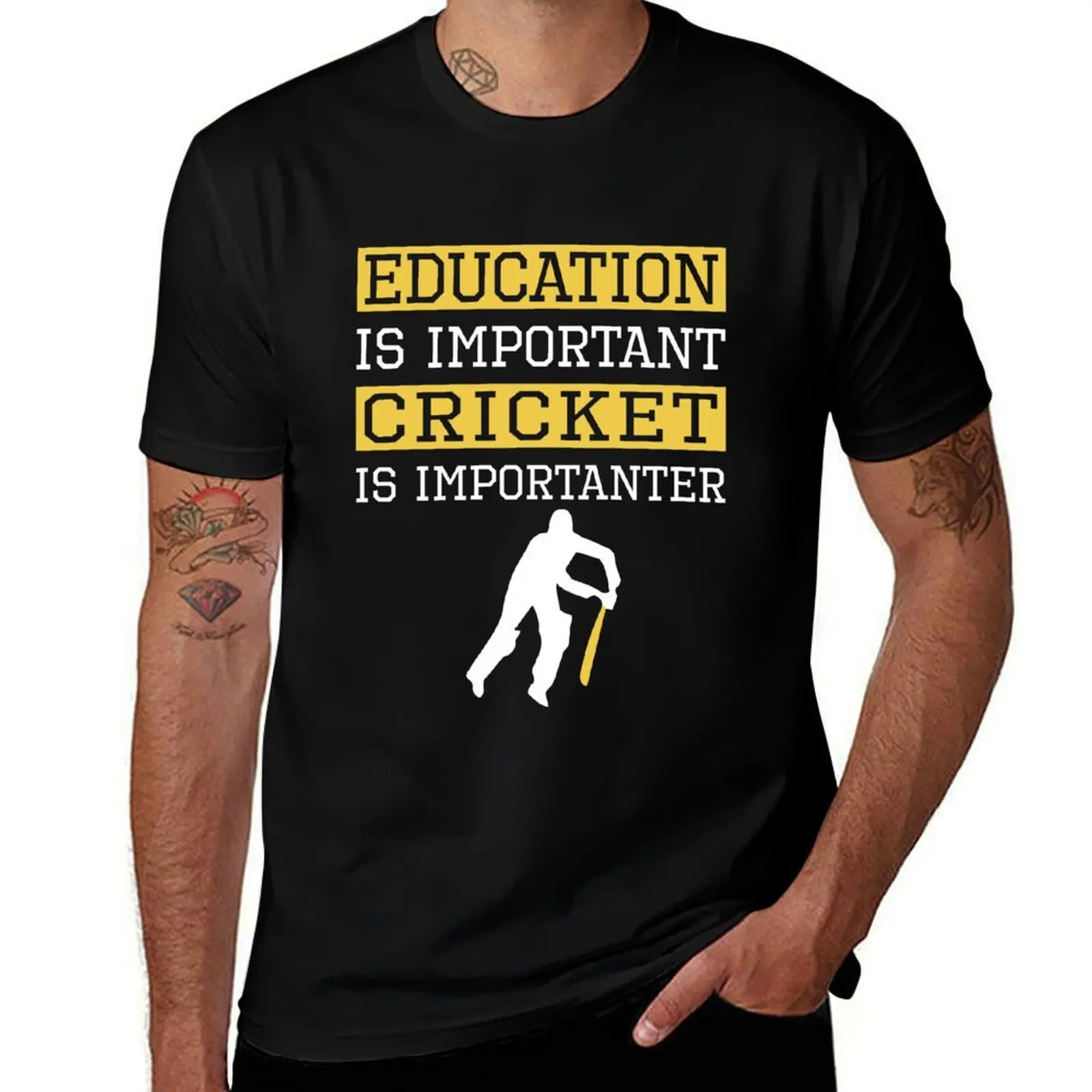 Education Is Important Cricket is Importanter Sports Gift T-Shirt man t shirts for men casual T-Shirt