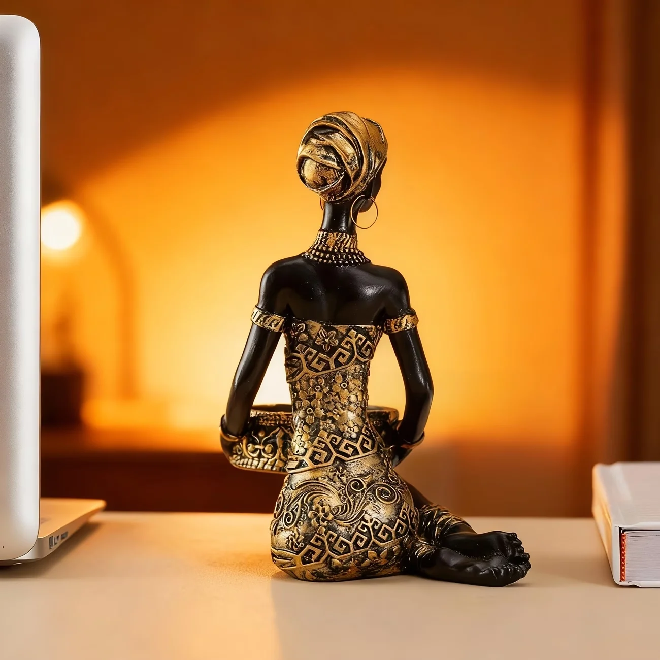 African-style Statue Black Woman Candle Holder Ornament for Home Decor Living Room, Study