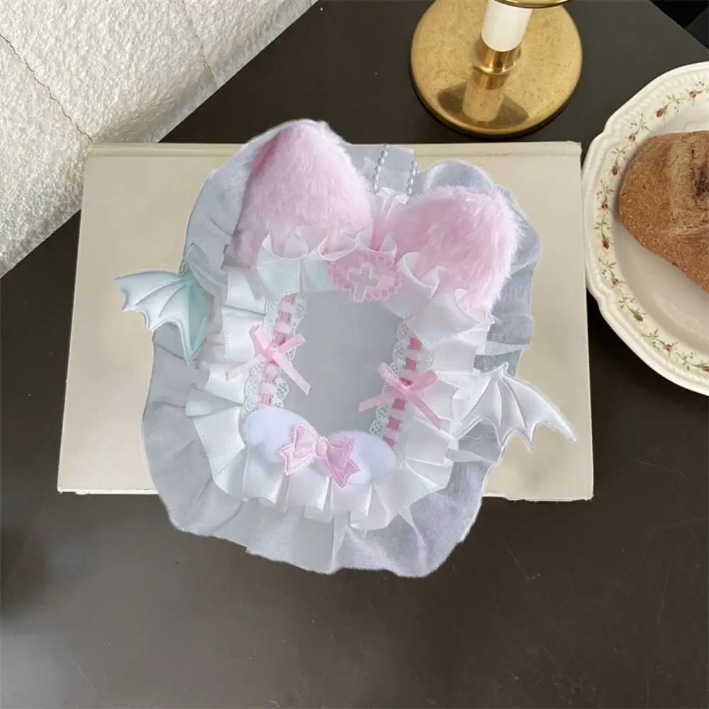 

Finished Product Ins Style Cartoon Plush Card Holder Lace Angel Wings Photo Protector Case Cat Ear Diy ID Credit Case Girl