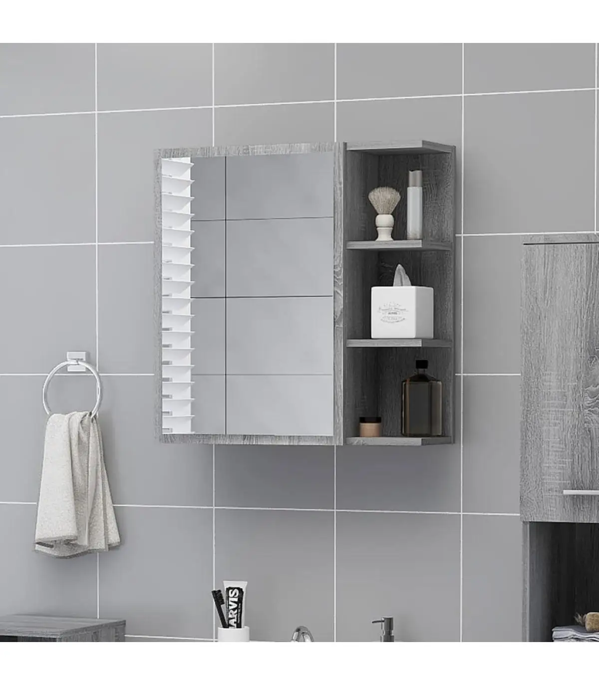 Bathroom vanities wardrobe and mirror bathroom plywood gray Sonoma 62,5x20,5x64 cm