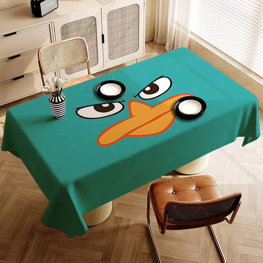 Animação clássica p-pines e f-erb casa toalhas de mesa decoração de jantar e acessórios de mesa retangular pano impermeável