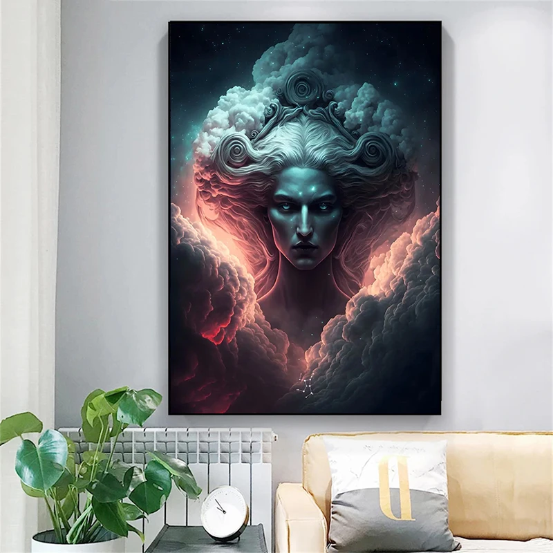 Abstract Zodiac Signs Poster Twelve Constellations Libra Aries Lion Abstract Canvas Print Poster Wall Art Decor Home Room Decor