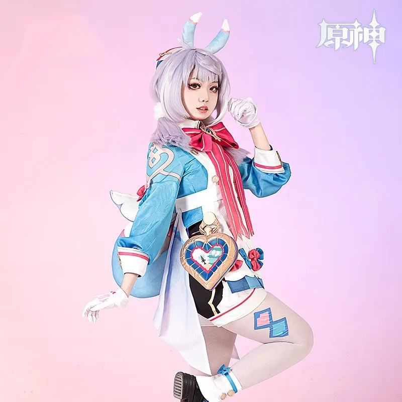 New! Sigewinne Cosplay Genshin Impact Fontaine Head Nurse Blue pink Bow gradient color sweet Female uniform New Costume C