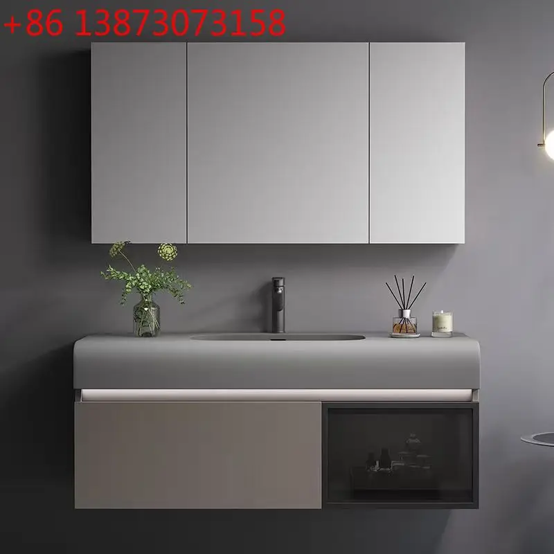 

Simple, light luxury, intelligent skin feel, modern sink, washbasin, bathroom cabinet, solid wood washbasin combination