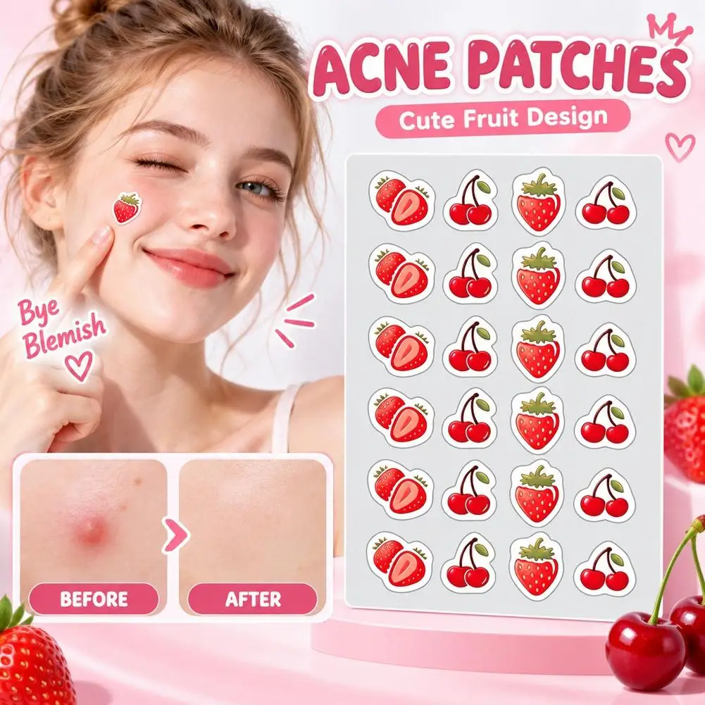 Cute Fruit Printed Acne Pimple Patch Essential Oils Infused Gentle Healing Spot Concealing Blemish Stickers