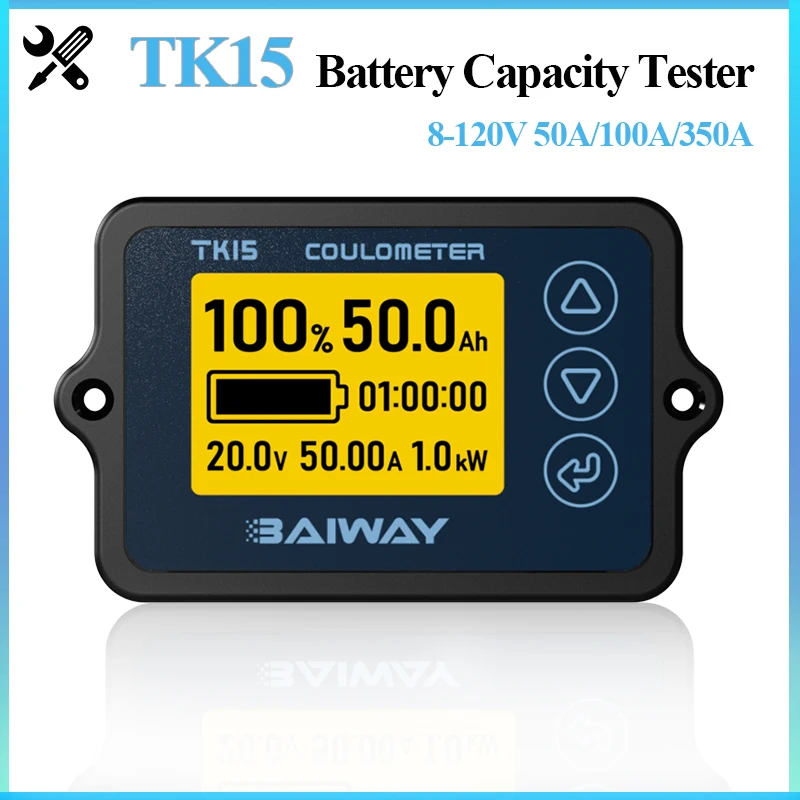 

TK15 Coulomb Meter 8-120V 50A/100A/350A Professional Precision Battery Capacity Tester for E-bike/Balance Car/Cleaning Machine