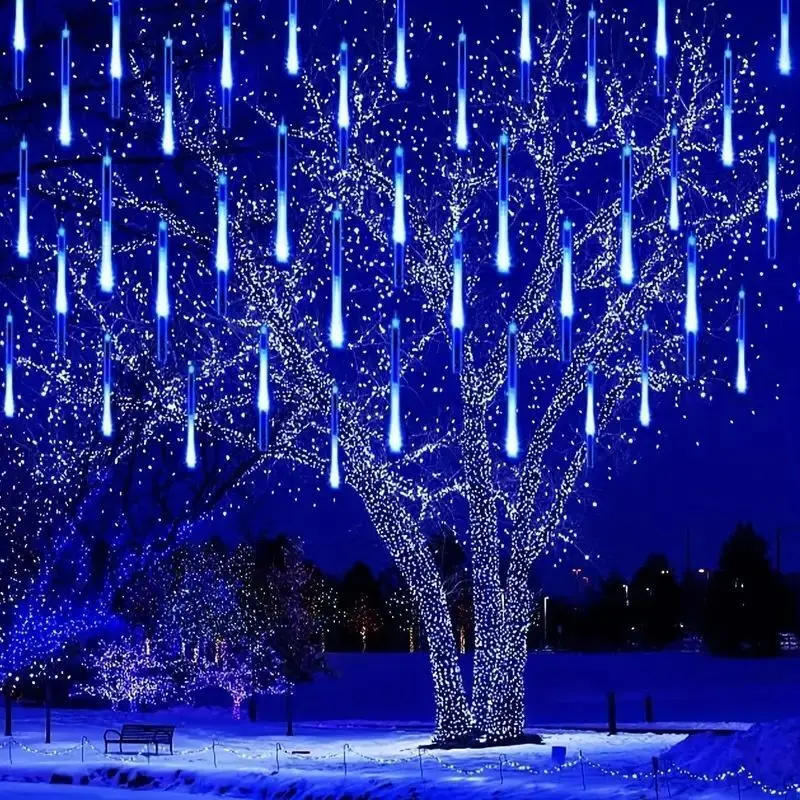 Imagem -06 - Outdoor Led Meteor Shower Luzes de Natal Pendurado Icicle String Lights para Jardim Decoração de Árvore Lâmpada de Feriado Tubos