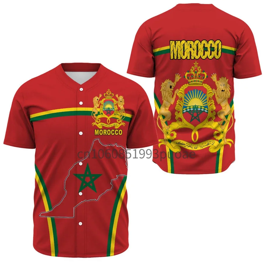 Morocco Active Flag Baseball shirt  3Dprinted Baseball Jersey Shirt  Casual Unique Unisex Funny Sport Style 3D Shirt