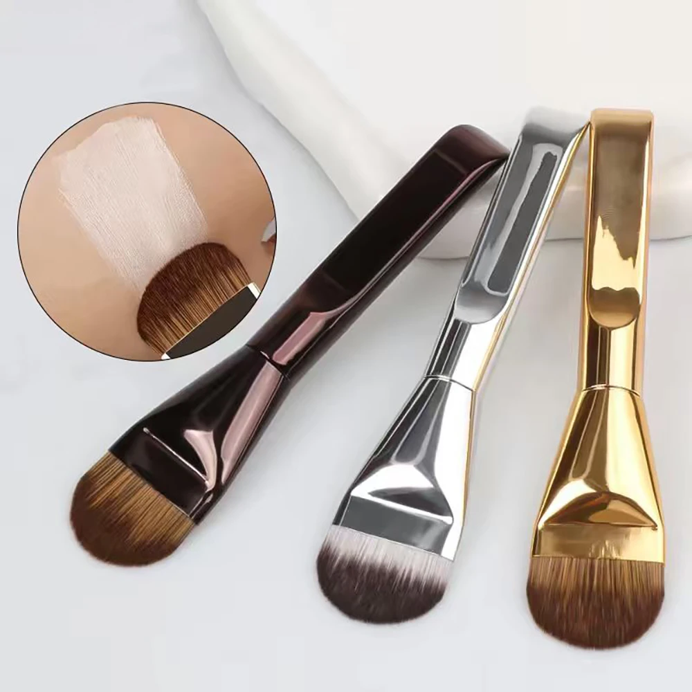 1pc Tongue-Shaped Seamless Foundation Brush Non-marking Concealer Mixed With Foundation Cream Flat Makeup Brush Beauty Tool