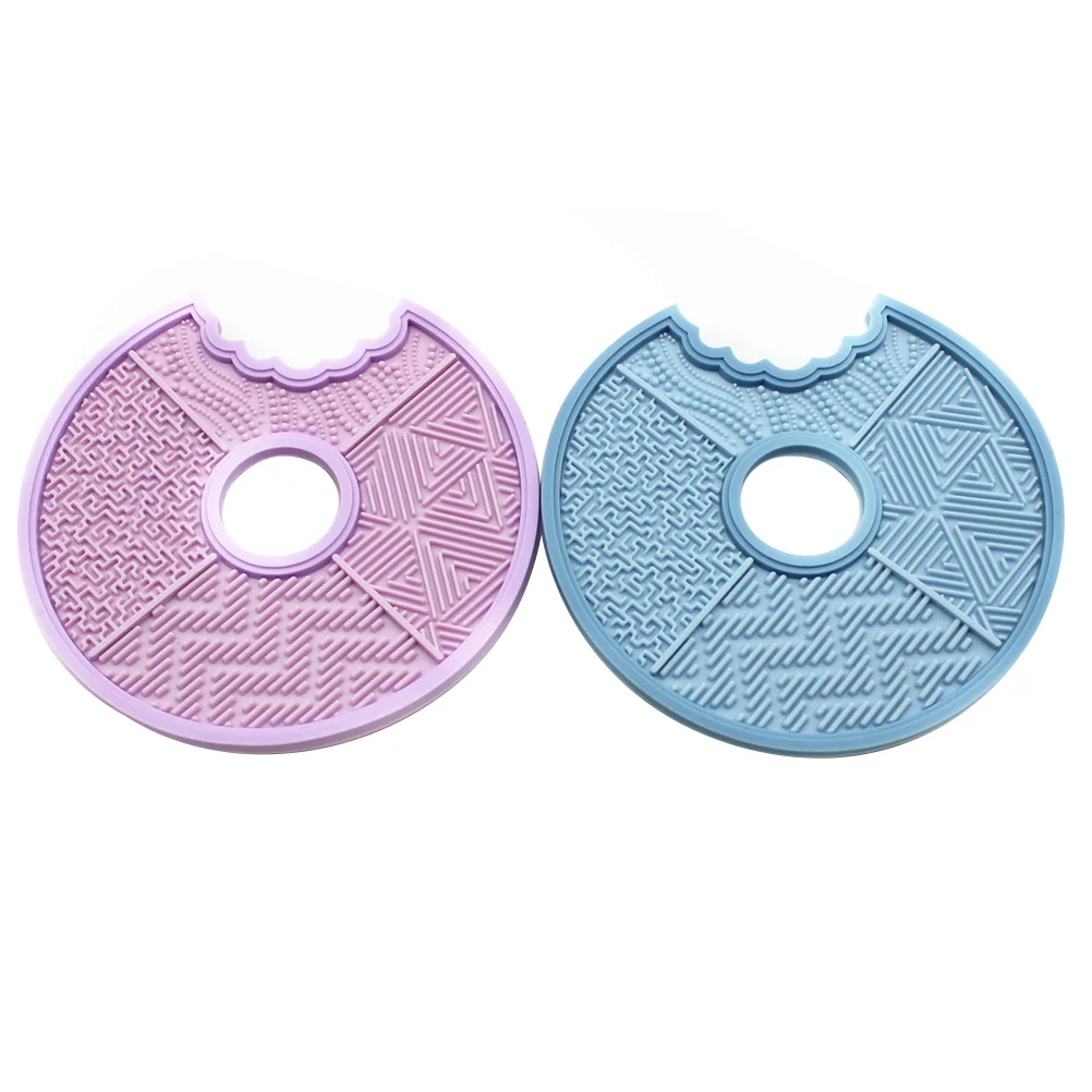 

2 Pcs Makeup Brush Scrub Pad Deep Accessory Mat Silica Gel Cleaner