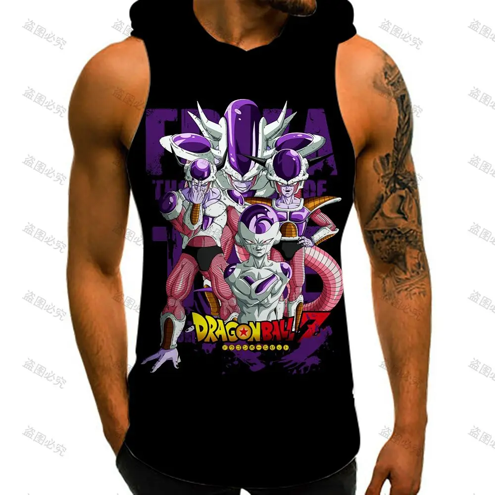 Vest With Hood Running Tank Top Men Dragon Ball Z High Street Summer Anime Streetwear Y2k Clothes Trend Sleeveless Shirts New