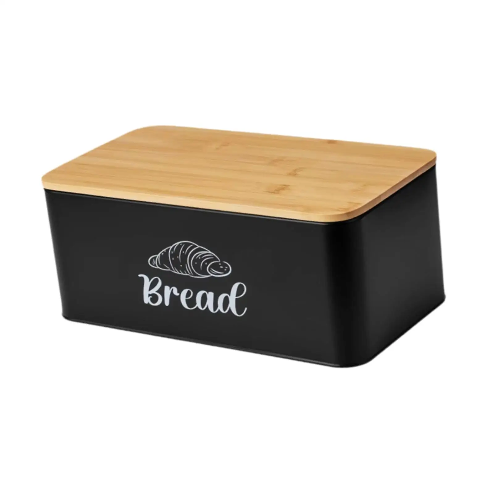Kitchen Countertop Bread Box with Bamboo Lid Sturdy Carbon Steel Bread Bin Storage for Toast Bagel Donut Cookies Pastry
