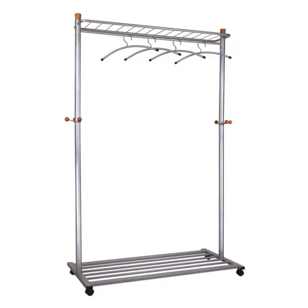OEM ODM Metal Wheel Coat Stand Powder Coating Finish Movable Clothes Rack