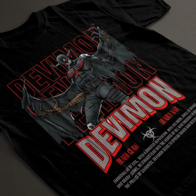 Devimon: Not Your Average Angel Digimon T-Shirt Black, Dark Angel Devimon champion level from Digimon adventures 1999