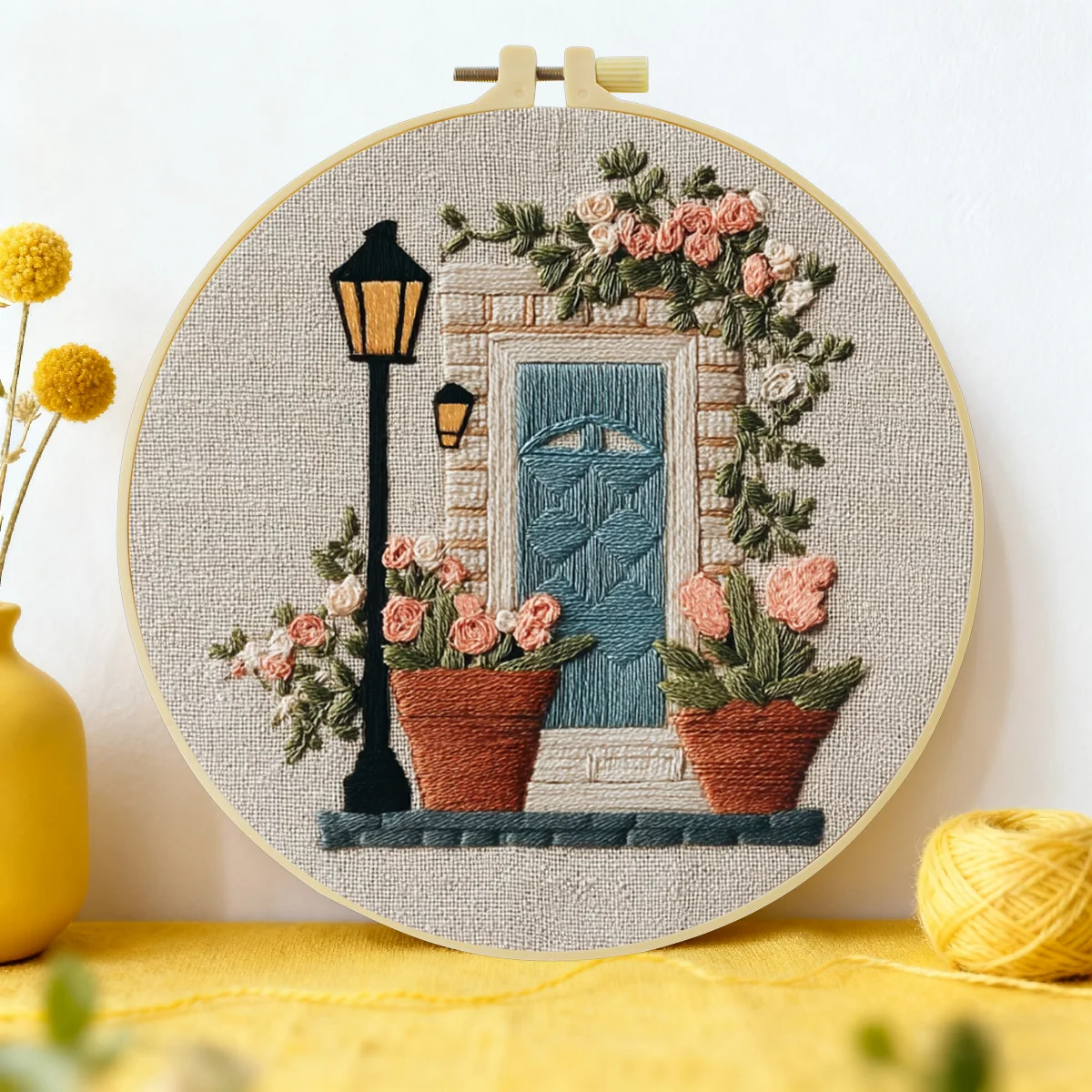1 Stück 20X20CM/15X15CM 7,87/6,3 Zoll Tür-Stickerei-Starter-Kit DIY-Kit DIY-Stickerei-Set Handarbeiten Heimdekoration Bastelmalerei – Detail 1