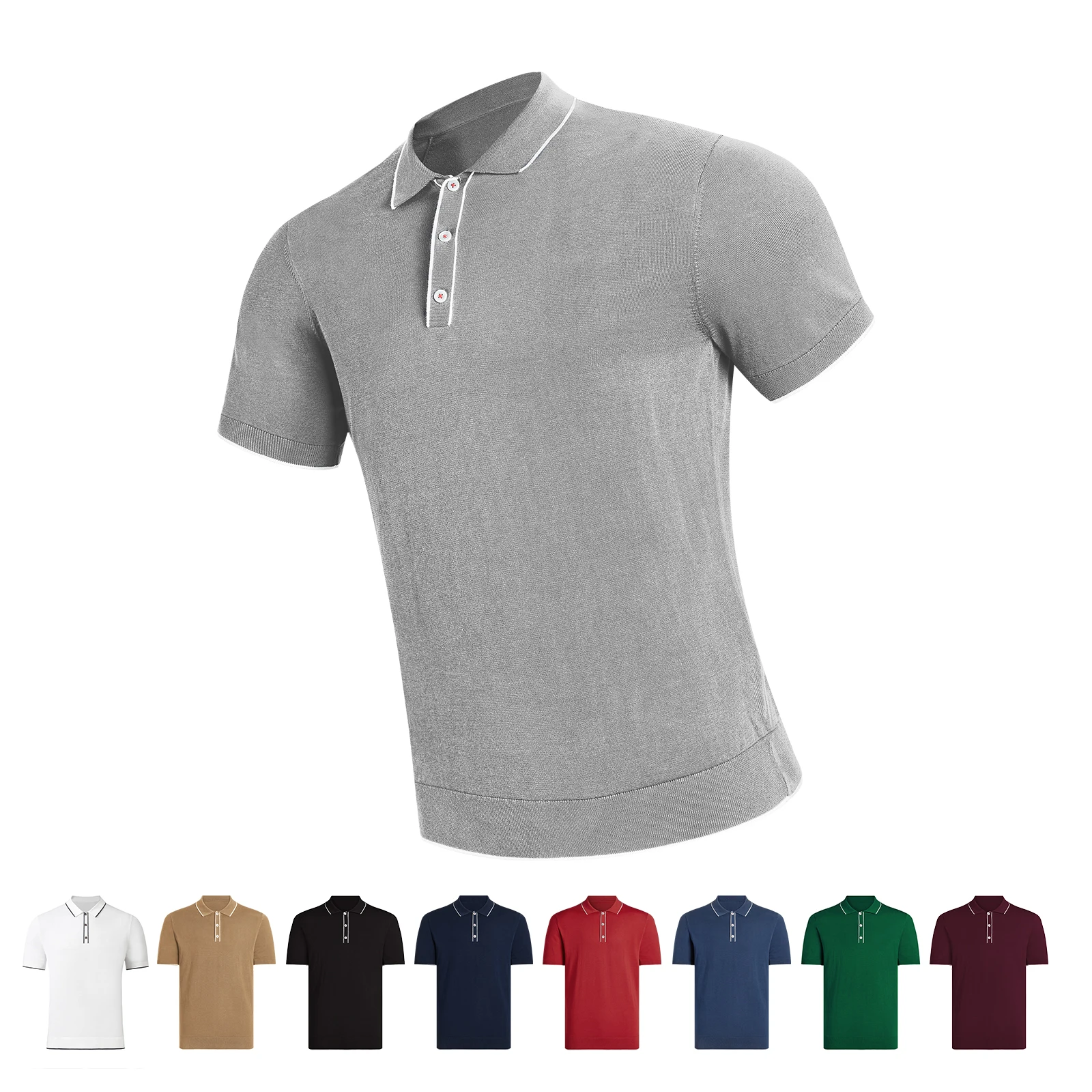 Men's polo shirts altairega 100% cotton men's business casual top classic polo shirt with three buttons