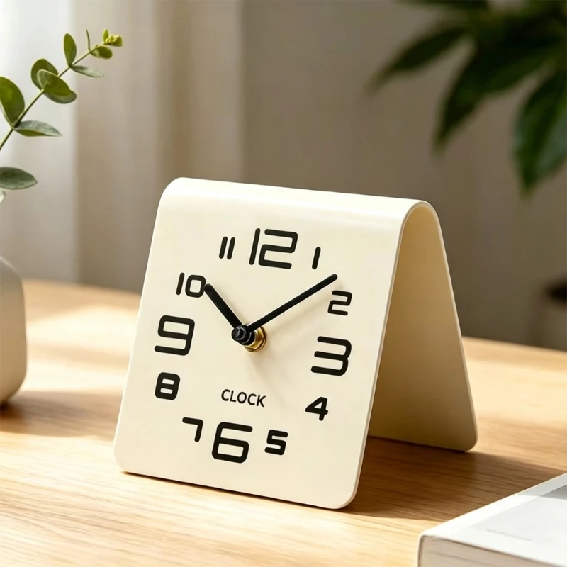 Acrylic Desk Clock with Quiet Timekeeping, Freestanding Tabletop Design, Large Arabic Numeral Display for Bedsides or Y5GB