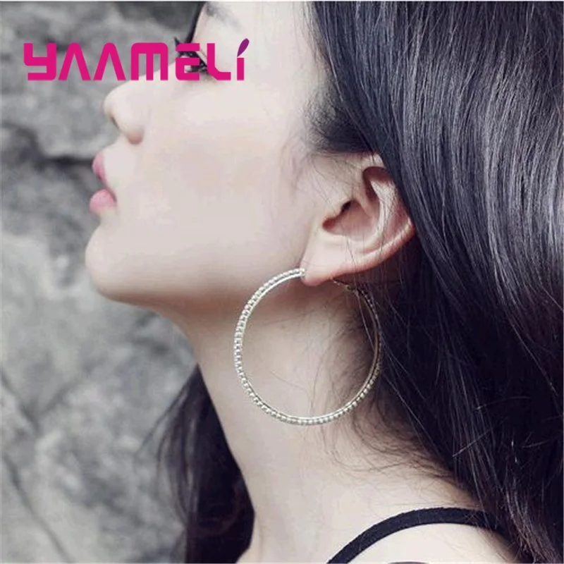 4pair Mix Fashion Women Hoop Earrings 925 Sterling Silver Austrian Crystal Cubic Zircon Circle Ear Brinco Pendientes 30-80mm