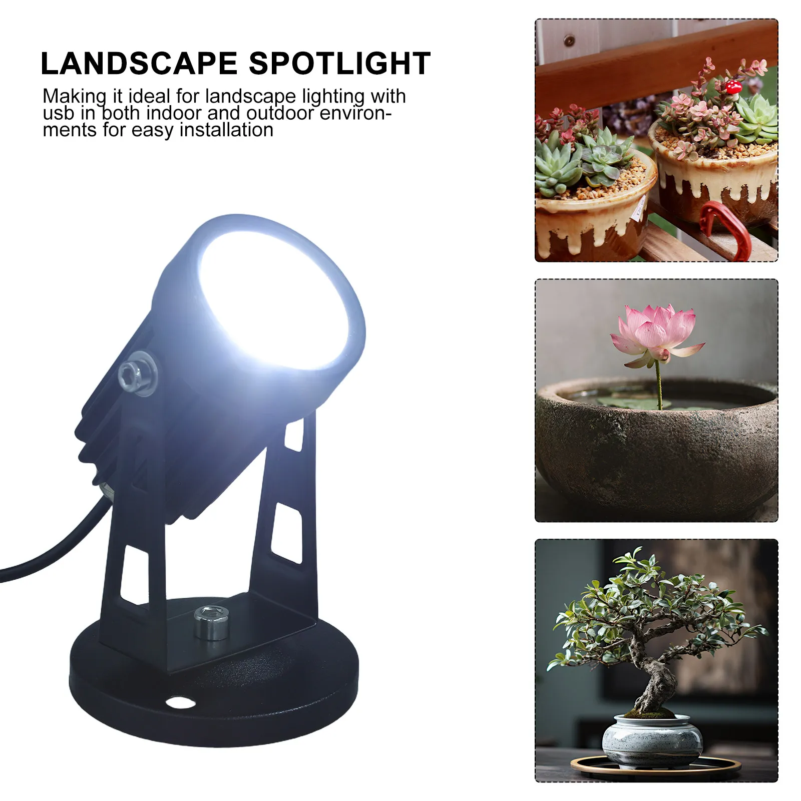 Garden Spotlight Adjustable Dimmable LED Landscape Spotlights USB Powered 3 9 12H Timing Modes Outdoor Tree Uplighting Indoor