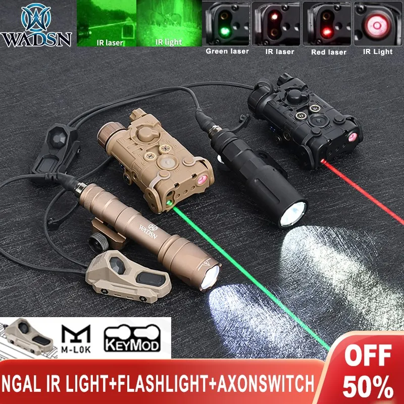 WADSN Tactical NGAL Laser Red Green Dot Strobe IR Light PLHv2 Flashlight M600C Hunting Weapon Light UNaxon Dual Pressure Switch